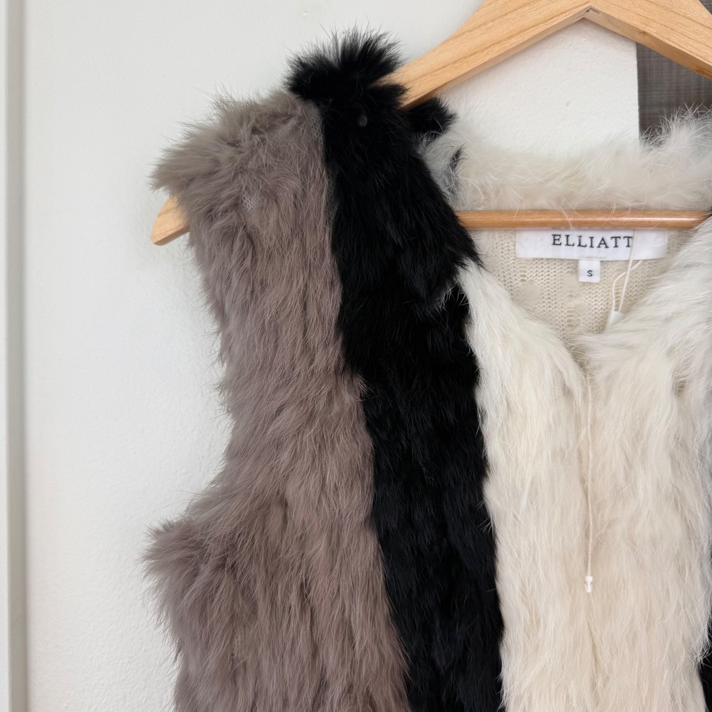 NEW ELLIATT Multicolor Rabbit Fur Colorblock Vest Size Small - Picture 7 of 13